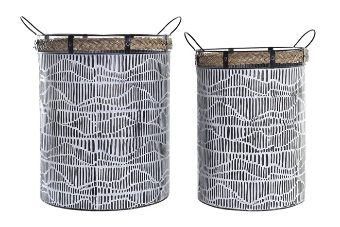 DKD Home Decor Cesta Urban Set de 2 Blanco Marron Hierro Cuerda 42 x 58 x 52 cm DKD Home Decor Cesta Urban Set de 2 Blanco Marron Hierro Cuerda 42 x 58 x 52 cm