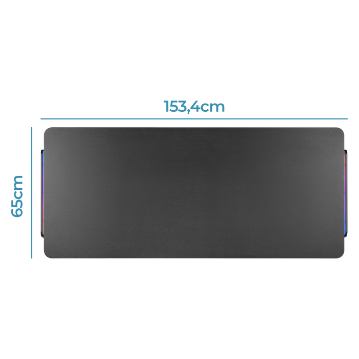 Phoenix Horizon Mesa de Escritorio Gaming XL 150x65 cm, MDF 25mm, Base Metálica, Tiras RGB, Gestión de Cables