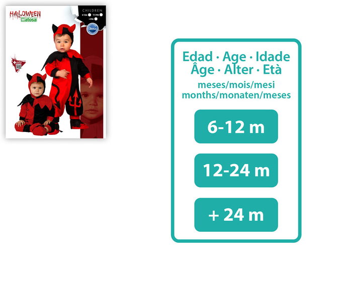 Disfraz Demonio Halloween Niño Bebé 24 Meses - Rojo