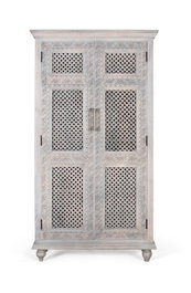 Giner y Colomer Armario 2 Puertas Madera Mango Acabado Envejecido Blanco Lavado