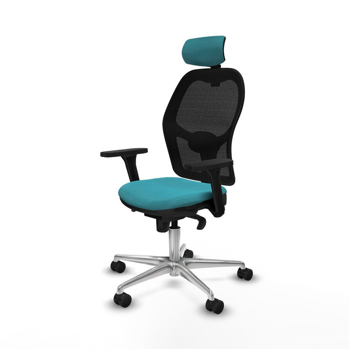 PIQUERAS Y CRESPO Silla de oficina Jorquera con mecanismo Sincro, Tela Turquesa y Malla Negra PIQUERAS Y CRESPO Silla de oficina Jorquera con mecanismo Sincro, Tela Turquesa y Malla Negra