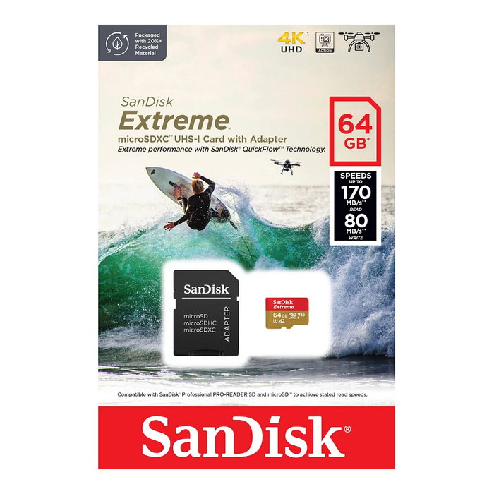 SanDisk Extreme 64 GB microSDXC A2 V30 UHS-I