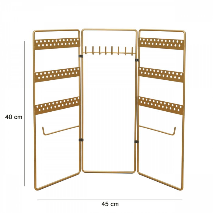 Aberto Design 241358 Organizador de Joyas de Pie Metálico Dorado para Mujer, Elegante Soporte para Joyería, 45x40cm