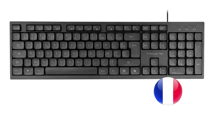 Tacens Anima ACP02FR Combo Teclado y Ratón USB, Teclado Completo AZERTY Francés con Tecla Copilot AI y Ratón Óptico 1600 DPI Ajustable - Negro