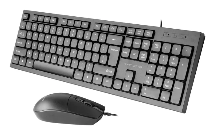 Tacens Anima ACP02FR Combo Teclado y Ratón USB, Teclado Completo AZERTY Francés con Tecla Copilot AI y Ratón Óptico 1600 DPI Ajustable - Negro