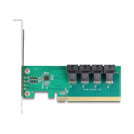 DeLOCK 90777 Tarjeta PCI Express x16 a 4 x SFF-8643 Interno NVMe Bifurcation, Low Profile, Compatible con Windows y Linux