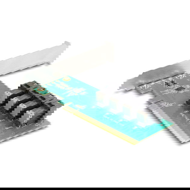 DeLOCK 90777 Tarjeta PCI Express x16 a 4 x SFF-8643 Interno NVMe Bifurcation, Low Profile, Compatible con Windows y Linux
