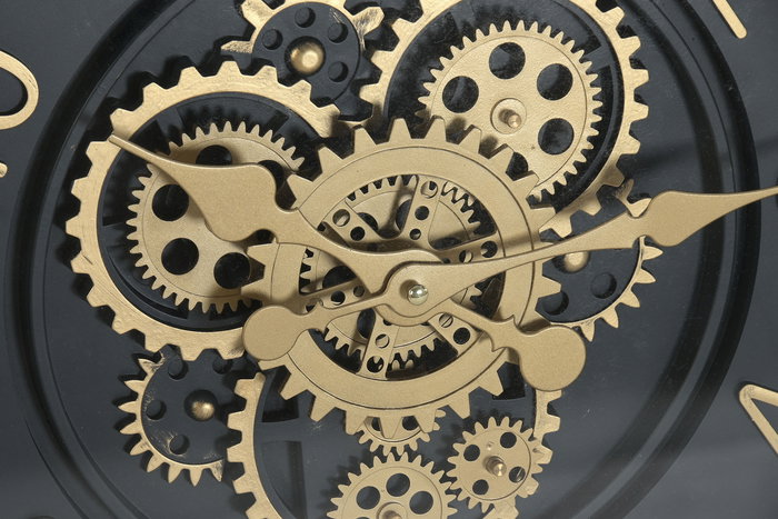 DKD Home Decor Reloj de Pared Azul Marino y Dorado 46 x 46 x 8.5 cm