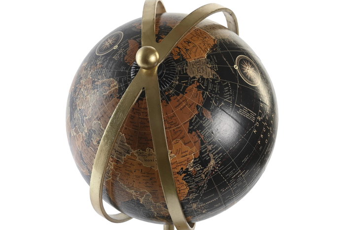 DKD Home Decor Globo Terráqueo Mango Metal Dorado y Negro DKD Home Decor Globo Terráqueo Mango Metal Dorado y Negro