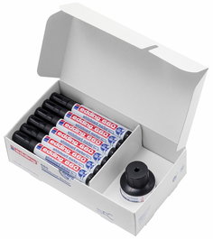 Marcador Pizarra Edding 660 Conico Negro Caja Promocional De 20 (Regalo Bote Tinta Para Rotulador De Pizarra Btk25 25Ml. Negro)
