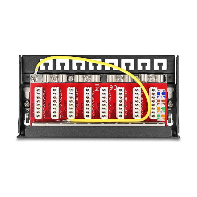 DeLOCK 90573 Patch Panel Desktop Mini RJ45 8 Puertos Cat.6A Blindado Negro Montaje Mesa/Pared para Cable 22/26 AWG