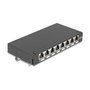 DeLOCK 90573 Patch Panel Desktop Mini RJ45 8 Puertos Cat.6A Blindado Negro Montaje Mesa/Pared para Cable 22/26 AWG