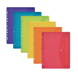 Dosier Sobre Oxford Pp Translucido Velcro A5+ Multitaladro Surtido (6 Colores) (Set de 24)
