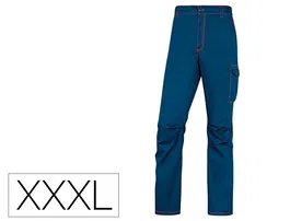 Deltaplus Pantalón de Trabajo Panostyle Stretch 63% Poliéster 3% Elastano Cintura Elástica 5 Bolsillos Azul Marino/Naranja Talla XXXL