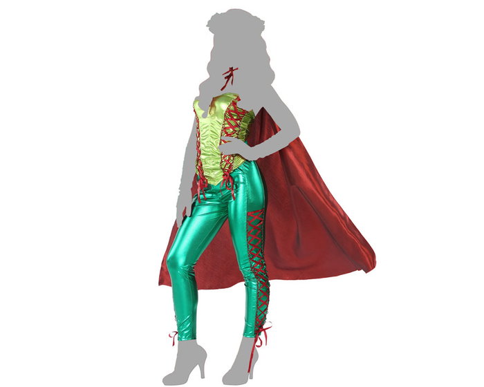 Disfraz Heroe Comic Mujer Verde Adulto XL