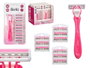 Berilo Maquinilla de Afeitar con 10 Recambios, 3 Hojas, Color Rosa. Dimensiones: 11x21x3 cm (Set de 24)