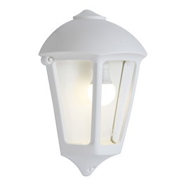 Fumagalli Farol de Pared Giulio para Exterior, Blanco, Cristal Transparente, Casquillo E27, IP55, Resina Resistente, Dimensiones 265 x 135 x 375 mm, Bombilla No Incluida