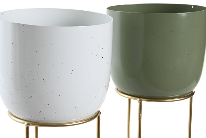 DKD Home Decor Macetero Jedar Urban Metal Verde Blanco 15 x 25 x 15 cm (4 Unidades)