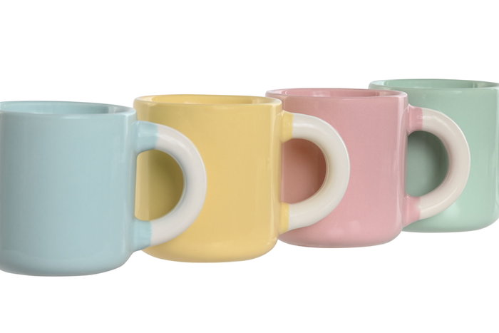 DKD Home Decor Taza 5.8 x 6.2 x 6 cm Set de 4 Piezas Porcelana Rosa Azul Amarillo Verde 110ml DKD Home Decor Taza 5.8 x 6.2 x 6 cm Set de 4 Piezas Porcelana Rosa Azul Amarillo Verde 110ml