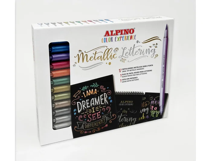 Alpino Estuche de 10 Rotuladores Metallic Dual Brush Lettering