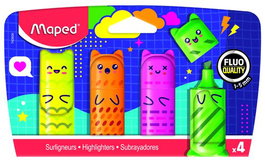 Marcador Fluor Maped Kawai Mini Estuche De 4