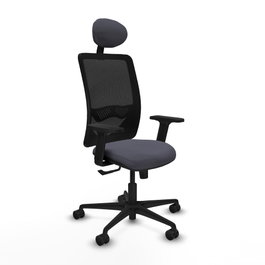 PIQUERAS Y CRESPO Silla de oficina Zulema con mecanismo Sincro, Gris oscuro y Negro