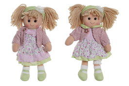 DKD Home Decor Set de 2 Muñecas de Peluche Jersey Rosa y Verde