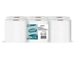 Amoos Papel Secamanos Industrial 2 Capas 32g/m2 Blanco 60 m Paquete de 6 Bobinas