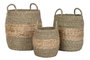 DKD Home Decor Set de 3 Cestas de Jacinto de Agua Natural
