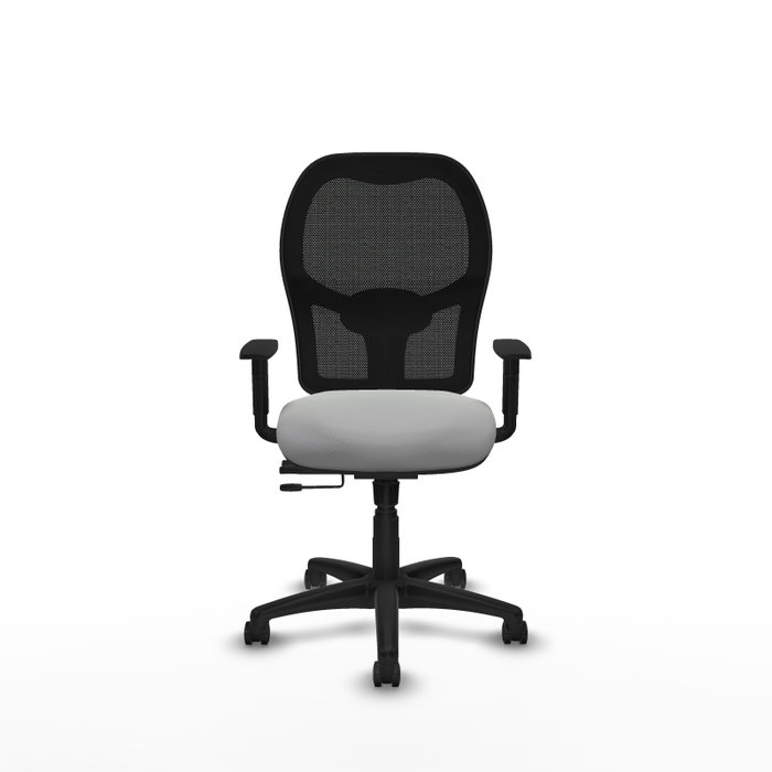 PIQUERAS Y CRESPO Silla de oficina Alocén con mecanismo traslack, malla negra y similpiel gris claro PIQUERAS Y CRESPO Silla de oficina Alocén con mecanismo traslack, malla negra y similpiel gris claro