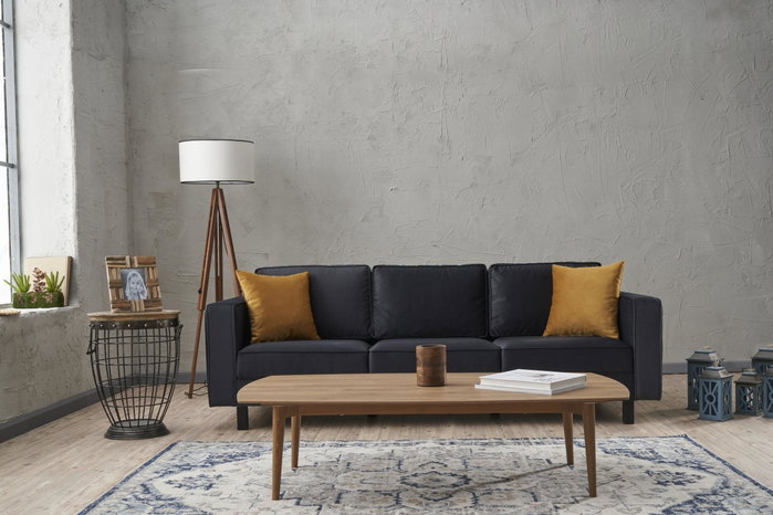 Atelier Del Sofa Sofá Kale Velvet - Anthracite de 3 Plazas Tapizado Terciopelo Color Antracita