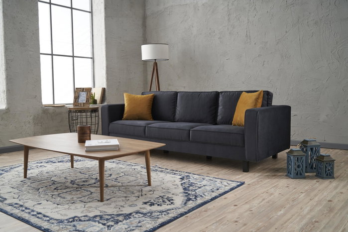 Atelier Del Sofa Sofá Kale Velvet - Anthracite de 3 Plazas Tapizado Terciopelo Color Antracita