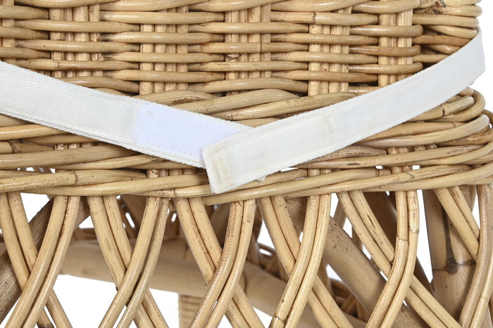 DKD Home Decor Silla Balines Ratan Natural Blanco con Cojín 58 x 90 x 47 cm