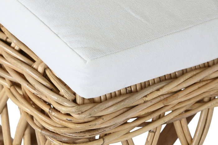 DKD Home Decor Silla Balines Ratan Natural Blanco con Cojín 58 x 90 x 47 cm