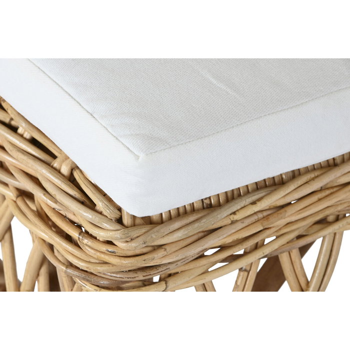 DKD Home Decor Silla de Ratán con Cojín Natural y Blanco DKD Home Decor Silla de Ratán con Cojín Natural y Blanco