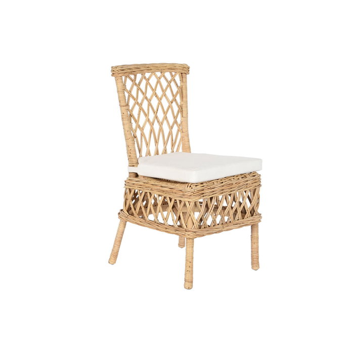 DKD Home Decor Silla de Ratán con Cojín Natural y Blanco DKD Home Decor Silla de Ratán con Cojín Natural y Blanco