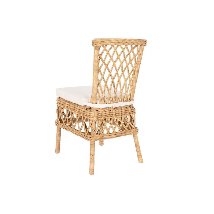 DKD Home Decor Silla de Ratán con Cojín Natural y Blanco DKD Home Decor Silla de Ratán con Cojín Natural y Blanco