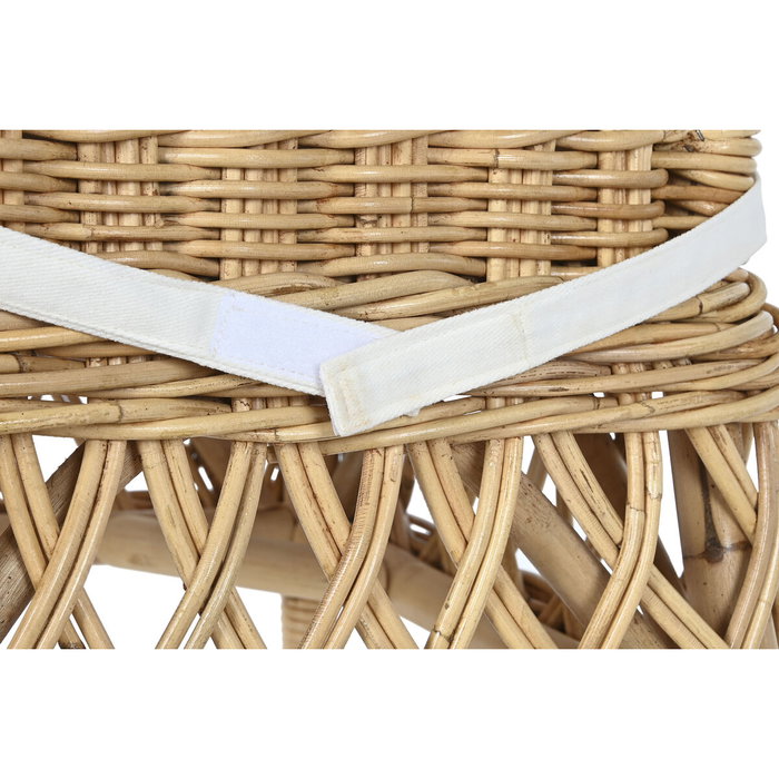 DKD Home Decor Silla de Ratán con Cojín Natural y Blanco DKD Home Decor Silla de Ratán con Cojín Natural y Blanco