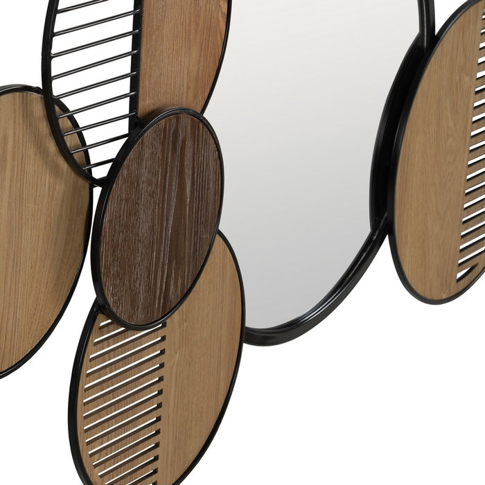 Mural Pared Espejo Natural-Negro Metal 123,20 X 4,40 X 63,50