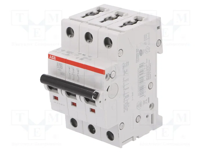 ABB S200 S20-D2 Interruptor magnetotérmico 3 polos 20A 6kA ABB S200 S20-D2 Interruptor magnetotérmico 3 polos 20A 6kA