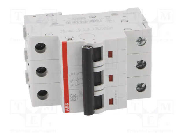 ABB S200 S20-D2 Interruptor magnetotérmico 3 polos 20A 6kA ABB S200 S20-D2 Interruptor magnetotérmico 3 polos 20A 6kA