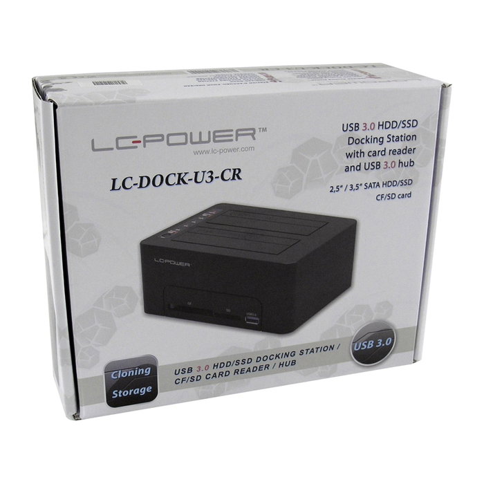 LC-Power LC-DOCK-U3-CR Estación de acoplamiento de disco duro con función de copia y lector CF/SD