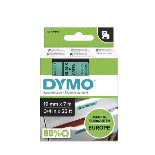 Dymo Cinta D1 Negro sobre Verde 19mm x 7m Dymo Cinta D1 Negro sobre Verde 19mm x 7m