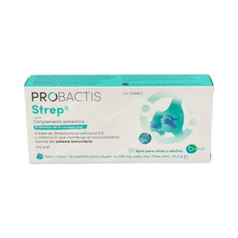 Probactis Pastillas para Chupar Sabor Fresa con Streptococcus salivarius K12 y Vitamina D3, 30 Unidades