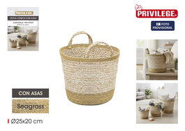 Inde Cesta Cónica Seagrass con Asas 25 cm (18 Unidades)