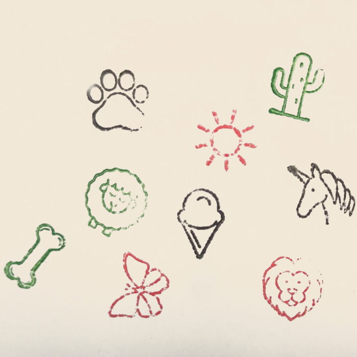 Jeux 2 momes Juego De 5 Sellos-Tampón Colección Montessori PVC