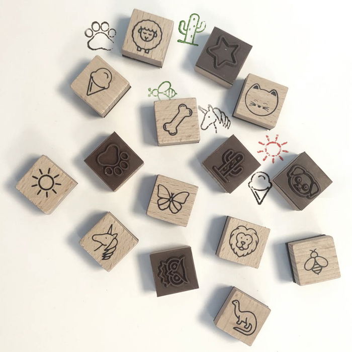 Jeux 2 momes Juego De 5 Sellos-Tampón Colección Montessori PVC