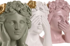 DKD Home Decor Macetero Urban Verde Rosa Blanco Dorado Resina 16.5 x 20.5 x 16.5 cm (3 Unidades)