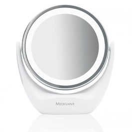 MEDISANA ESPEJO COSMÉTICO DE MESA - Espejo amplificador con iluminación LED, 10X aumento, con base estable