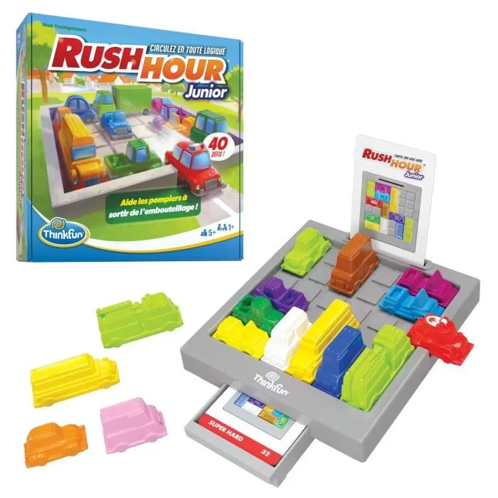 Ravensburger 76604 Rush Hour Junior Juego de Lógica Puzzle Atasco de Tráfico 40 Desafíos 4 Niveles 1 Jugador o Más de 5 Años